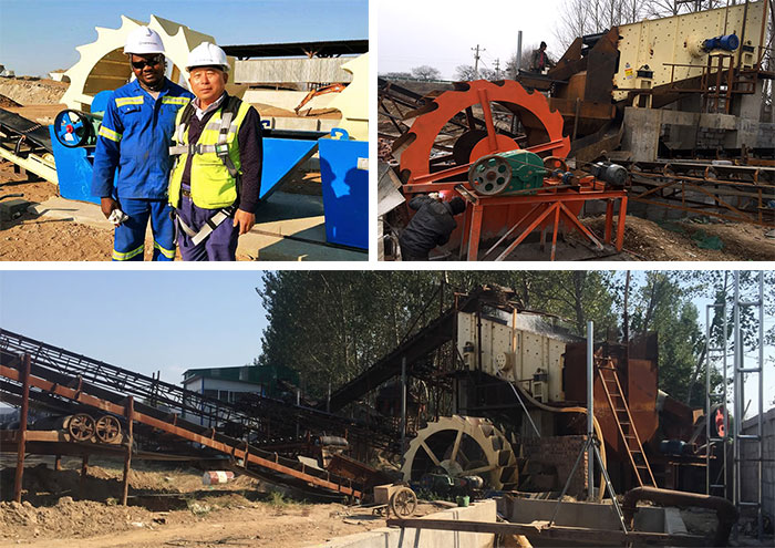 河沙洗砂機(jī)洗沙現(xiàn)場(chǎng)，帶噴淋裝置-減少揚(yáng)塵，綠色環(huán)保