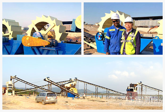 大型風化料洗砂機客戶現(xiàn)場