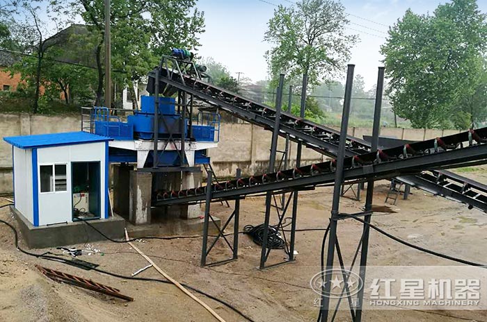 紅星福建用戶時產(chǎn)200噸石打石制沙機作業(yè)現(xiàn)場